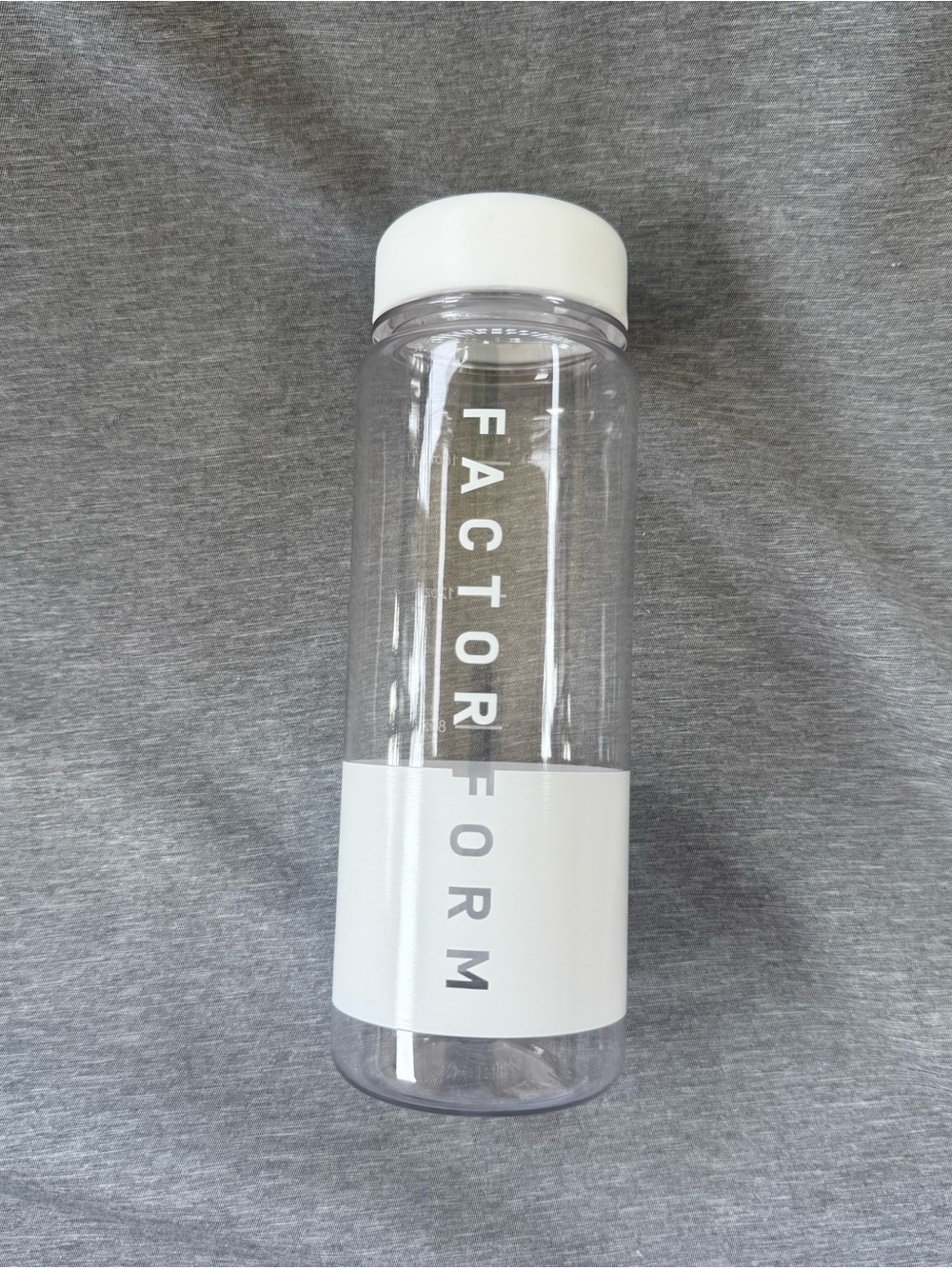 Factorform Clear plastic Water Bottle with White Accents BPA FREE